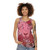 Unisex tank top featuring a lion with a mane of roses and glowing crystal gems - women