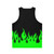 Lime green tank top with neon flame design - Back