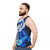 Glowing blue-eyed Sans skeleton unisex tank top - men side
