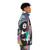 Boogie On Glam Rock Puffer Jacket featuring a halftone pattern, retro colors, and an electric guitar design inspired by music icon Marc Bolan. - men side right