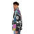 Boogie On Glam Rock Puffer Jacket featuring a halftone pattern, retro colors, and an electric guitar design inspired by music icon Marc Bolan. - men side left
