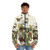 Bones and Botany Skeleton Puffer Jacket featuring a striking skeleton and botanical design - men front