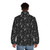 Bones Puffer Jacket - A dark and edgy patterned winter coat featuring a skull and cat design - men back