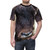 Stylish t-shirt featuring an artistic design of ox wildlife with horns and musk in a winter scene - men front