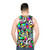 Unisex tank top with vibrant TV test pattern design - men back