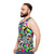 Unisex tank top with vibrant TV test pattern design - men side