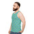 Teal and blue checkerboard pattern unisex tank top - men side