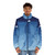 Watercolor blue whale sea animal puffer jacket - men front
