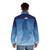 Watercolor blue whale sea animal puffer jacket - men back
