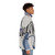 Blue dragon violinist puffer jacket with musical instrument and typography design - men side right