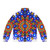 Vibrant circle pattern puffer jacket with a colorful and geometric mandala design