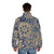 Blue and gold mandala pattern puffer jacket - men back