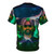 Green velvet graphic t-shirt featuring space and galaxy designs for EDM and music enthusiasts - Back