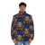 Blue puffer jacket with Isi Agu lion head design - men front