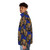 Blue puffer jacket with Isi Agu lion head design - men side left