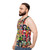 Retro pop art unisex tank top with 80s and 70s fashion mashup - men side