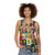 Retro pop art unisex tank top with 80s and 70s fashion mashup - women