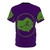Superhero fist logo graphic printed on a green t-shirt - Back