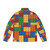 A colorful puffer jacket with a lego-inspired block pattern design - Back