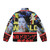 Blade Runner-inspired futuristic puffer jacket with neon blimp design - Back