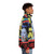 Blade Runner-inspired futuristic puffer jacket with neon blimp design - men side right