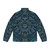 Boho Protea Doodle Pattern Puffer Jacket with Micklyn's Botanical Artwork - Back