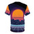 Retro futuristic neon sunset t-shirt with cyberpunk and vaporwave design - Back
