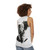 Alfred Hitchcock black and white graphic unisex tank top - women back
