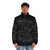 Black Phillip satanic puffer jacket with occult and witchcraft design elements - men front