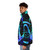 Black light puffer jacket with Borderlands vault hunter symbol and vibrant color splash - men side left