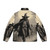 Keeper of the Fields puffer jacket featuring a spooky scarecrow design for horror fans - Back
