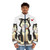 Black Hayate Puffer Jacket featuring the beloved Fullmetal Alchemist puppy - men front