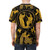 Ancient Greek-inspired design featuring classical art patterns in black and gold on a t-shirt - men back