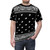 Model wearing a black t-shirt with a stylish bandana print design - men front