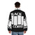 Black Coffee White Puffer Jacket with metal music inspired design - men back