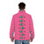 No More Heroes Shifty Eye Puffer Jacket in Shocking Pink - men back