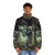 Puffer jacket with a dinosaur fossil bones and "Bite Me" design - men front