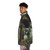 Puffer jacket with a dinosaur fossil bones and "Bite Me" design - men side left