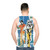 Retro-inspired unisex tank top with Air Moon Safari graphic design - men back