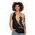 Dracula parrot with moon on black tank top - women