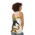 Unisex tank top with collage art inspired by pulp fiction and surreal fantasy - women back