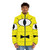 Bill Cipher graphic puffer jacket inspired by Gravity Falls - men front