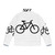A person wearing a warm puffer jacket while riding a bicycle - Back
