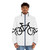A person wearing a warm puffer jacket while riding a bicycle - men front