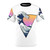 A t-shirt featuring a vibrant, gradient wave design inspired by Japanese art and vaporwave aesthetics.