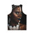 Tribal woman wearing abstract face tank top - Back