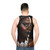 Tribal woman wearing abstract face tank top - men back