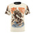 Vibrant graphic t-shirt featuring a dragon design eating sushi against a backdrop of waves and kaiju monsters in a retro Japanese art style.