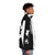 White cyberwear puffer jacket with big logo, perfect for furry VRChat outfits - men side right
