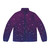 Bi Pride Galactic 8-Bit Puffer Jacket featuring a vibrant pixel art design of the bisexual pride flag in a cosmic galaxy setting